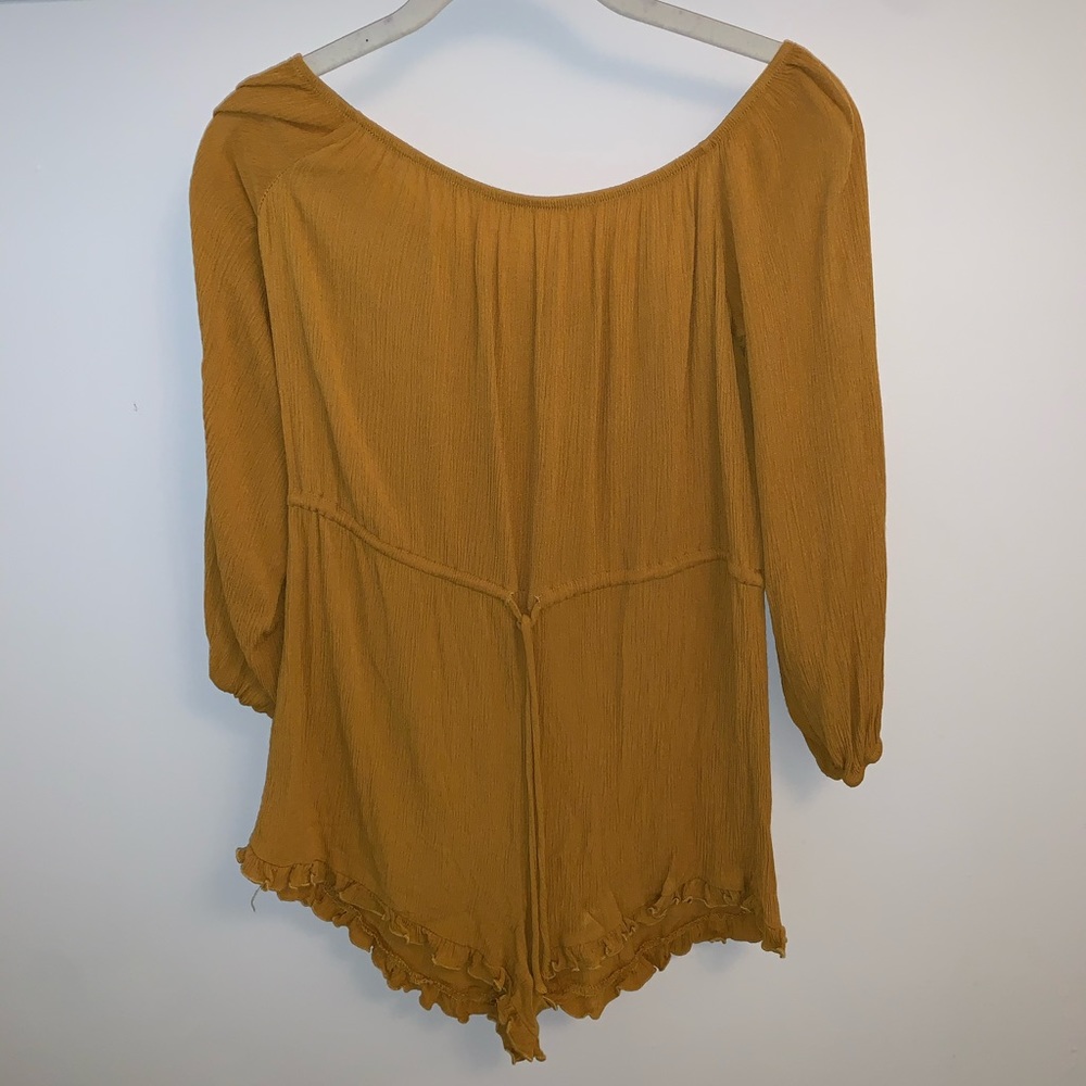 Forever 21 Gold Off The Shoulder Romper